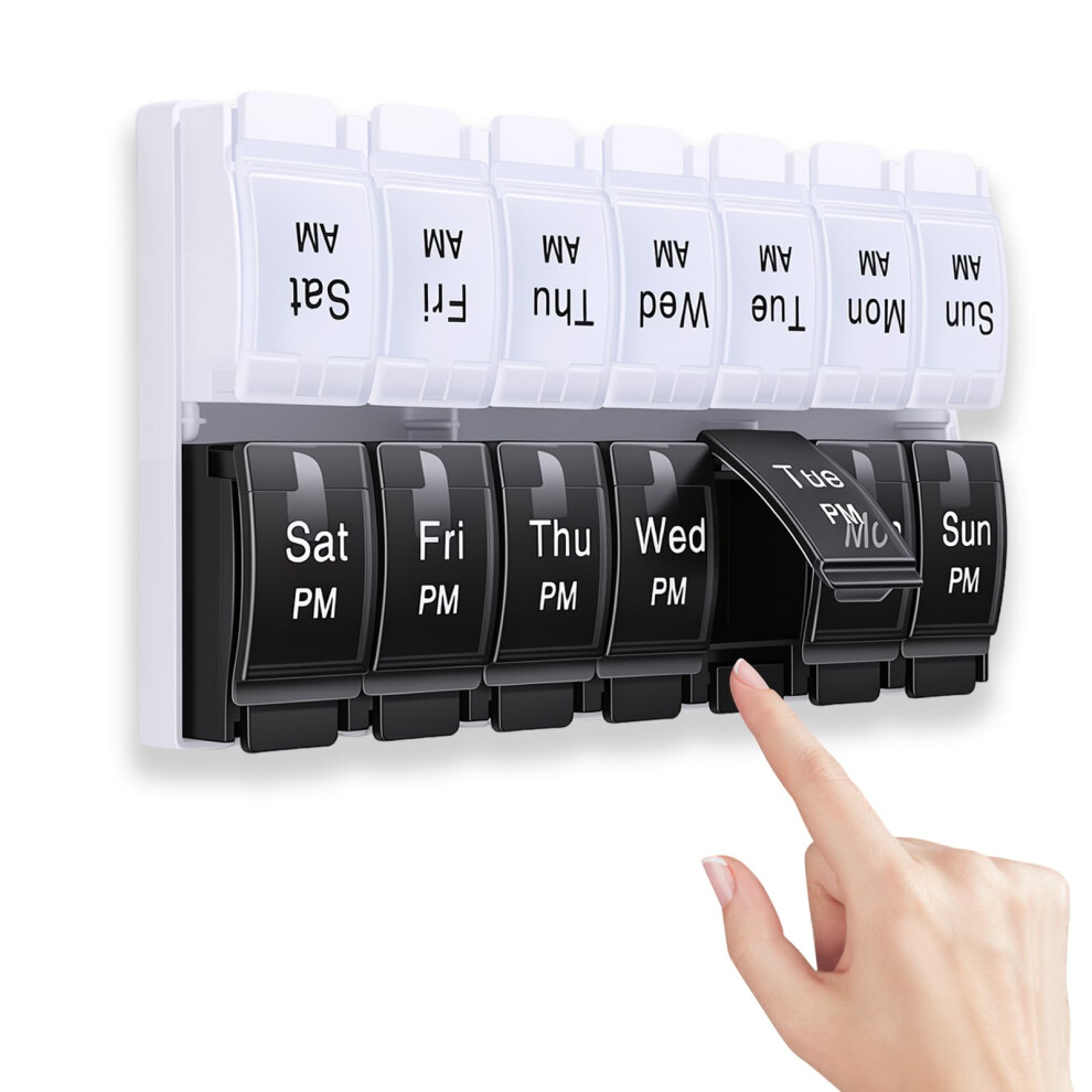 Kuou Weekly Pill Box Organizer, Portable Weekly Tablet Box Organizer With