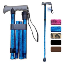 Life Healthcare Walking Stick Comfort Gel Handle For Arthritis, For Elderly Disabled, Folding Adjustable Height, Right Or Left Handed, With Non-Slip