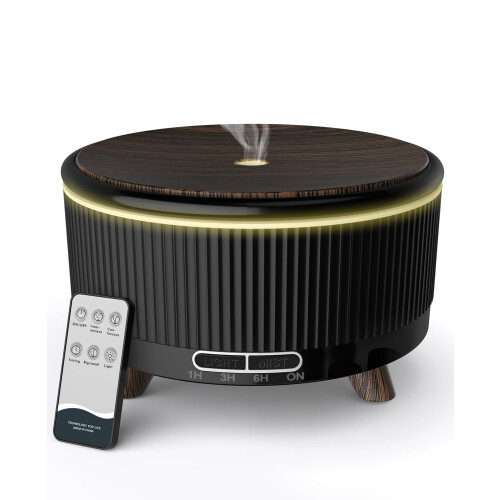 500mL Essential Oil Diffusers for Home, Aromatherapy Diffuser, Room Aroma Scent Diffuser, Wood grain black