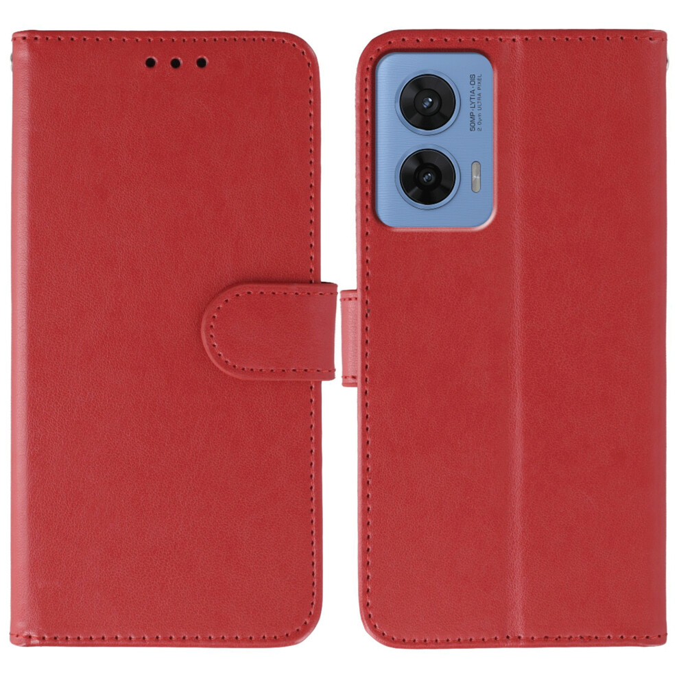 (Red) For Motorola G96 5G Case Pu Leather Flip Wallet Phone Cover With Strap Red 6914290513109