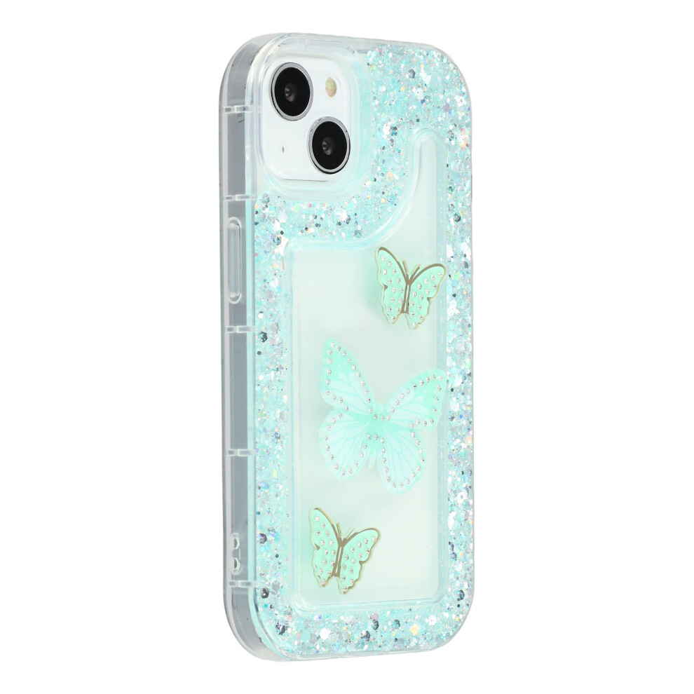 (Green) For Iphone 15 Case Diy Butterfly Glitter Epoxy Soft Tpu Phone Back Cover Green 6914296926231
