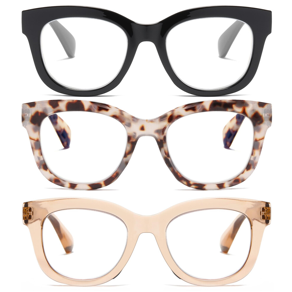 Fsread Oversized Reading Glasses For Women Blue Light Blocking Computer Readers Spring Hinge Retro +2.75