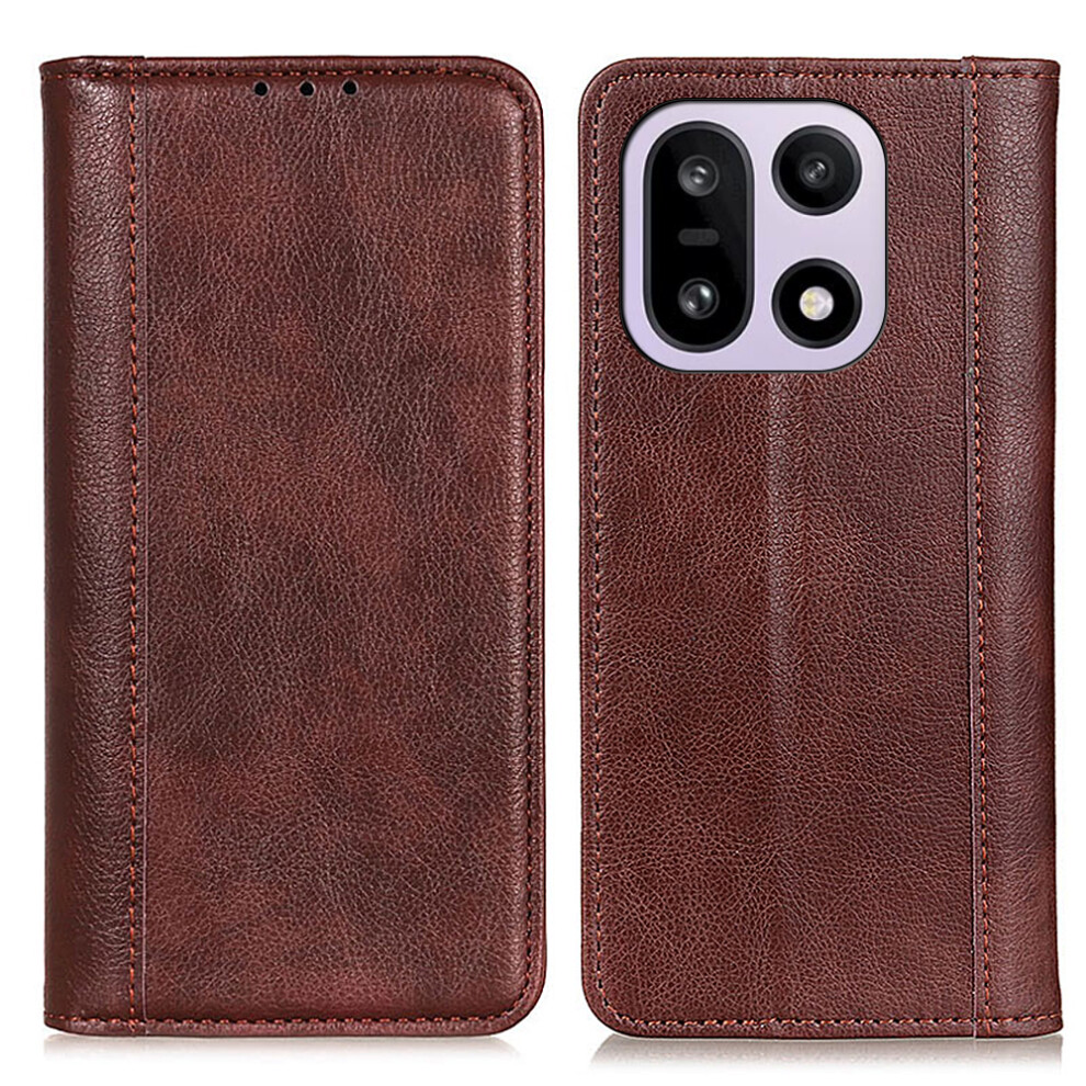 (Brown) For Oneplus 15 5G Stand Case Split Leather Litchi Texture Wallet Phone Cover Brown 6914295499651