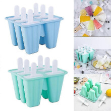 6 - Grid Silicone Ice Pop & Cube Molds - Easy Release Ice Cream Maker