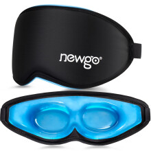 NEWGO Cooling Gel Eye Mask, 3D Blocking Lights Weighted Sleep Mask, Reusable Zero Eye Pressure Gel Eye Mask for Puffiness, Dark Circles, Dry Eyes, He