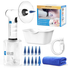 Ear Wax Removal Kit, Rechargeable Electric Earwax Remove Removal Ear Irrigation System, and Features Disposable Tips & Ear Catch Basin(10 Disposable
