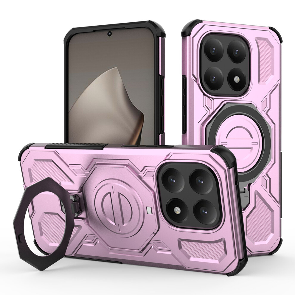 (Pink) For Xiaomi 15T Magnetic Case Rotating Metal Kickstand Shockproof Pc + Tpu Phone Back Cover Pink 6914298376058