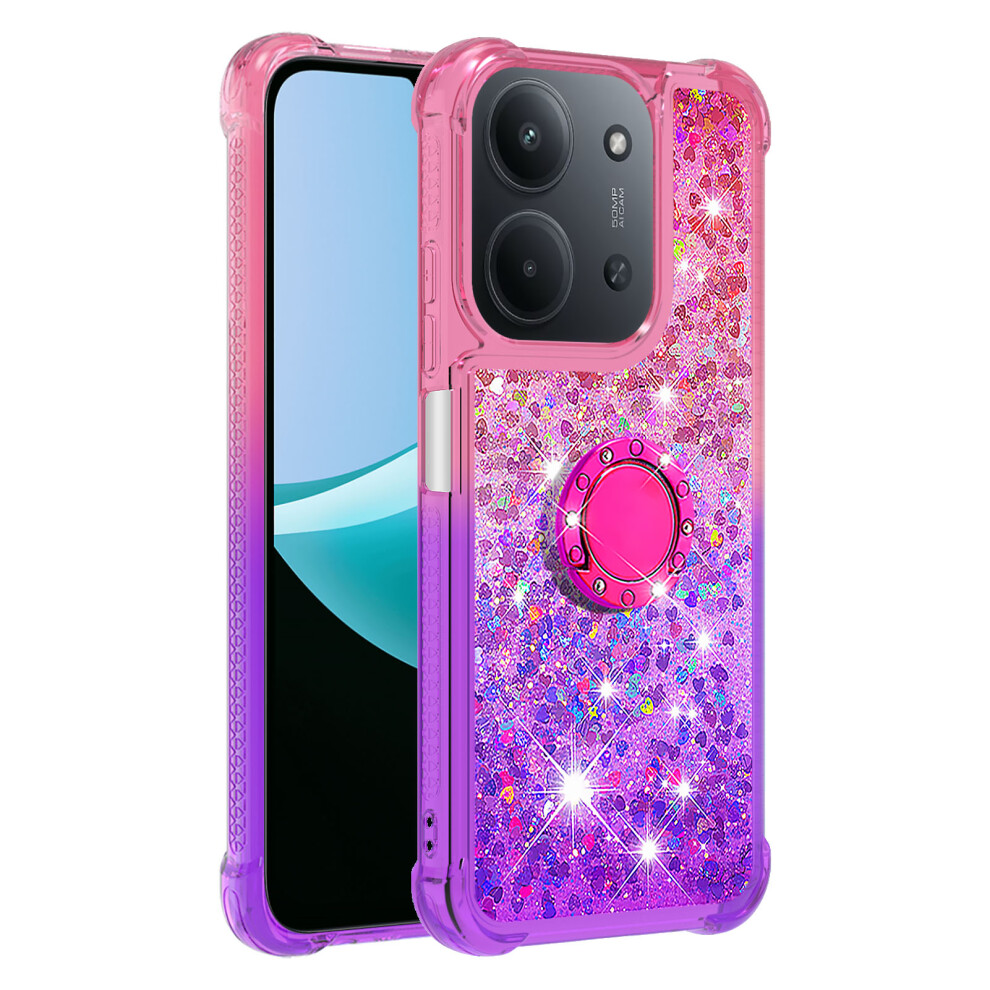 (+Purple) For Xiaomi Redmi 15C 4G (Global) (171Mm) Tpu Case With Kickstand Gradiant Quicksand Shockproof Cover Pink/Purple 6914291541064