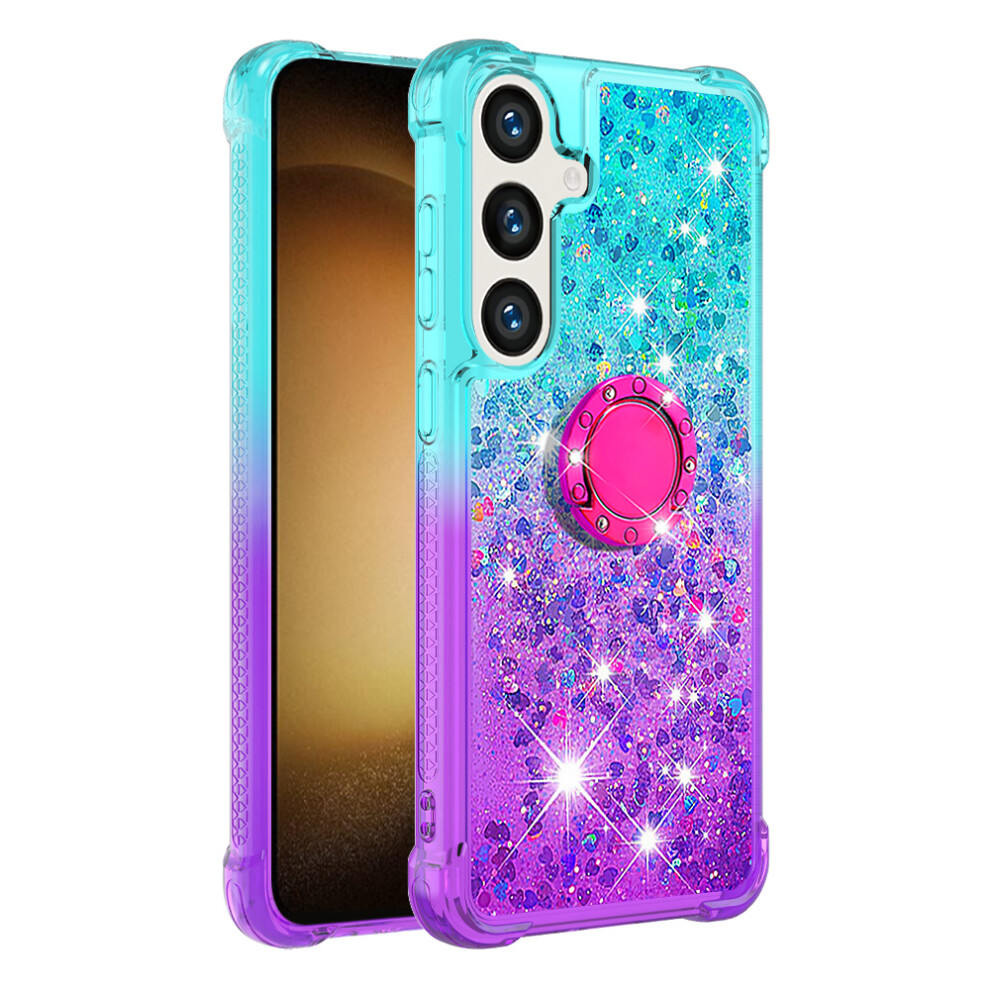 (+Purple) For Samsung Galaxy S26 Tpu Case With Kickstand Gradiant Quicksand Shockproof Cover Sky Blue/Purple 6914298219560