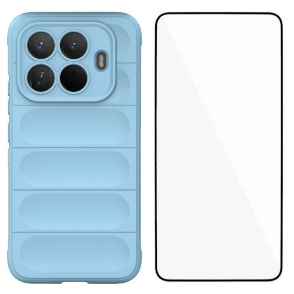 (Baby ) Wanlonfeng For Xiaomi 15T Pro Tpu Case Hd Series Anti Slip Phone Cover With Tempered Glass Blue 6914290221530