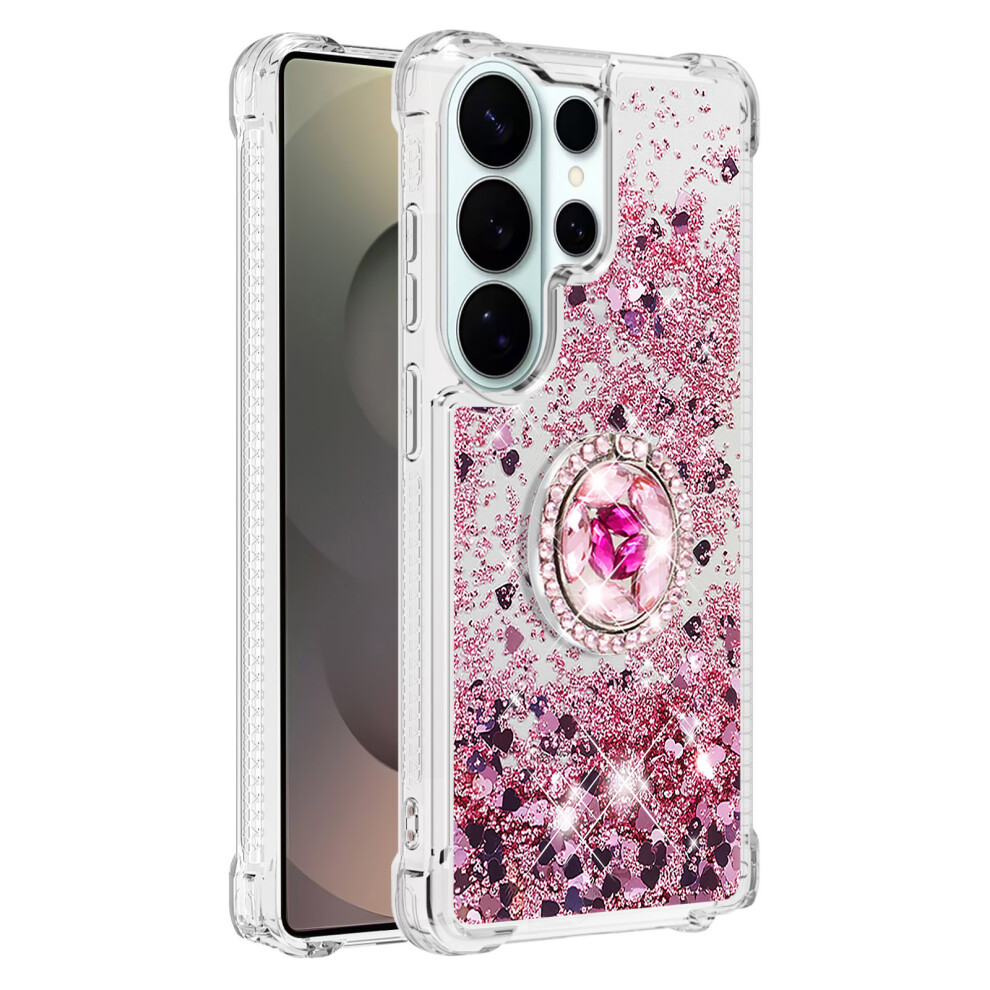 (Rose / Hearts) For Samsung Galaxy S26 Ultra Tpu Case With Kickstand Quicksand Shockproof Cover Gold 6914297528526