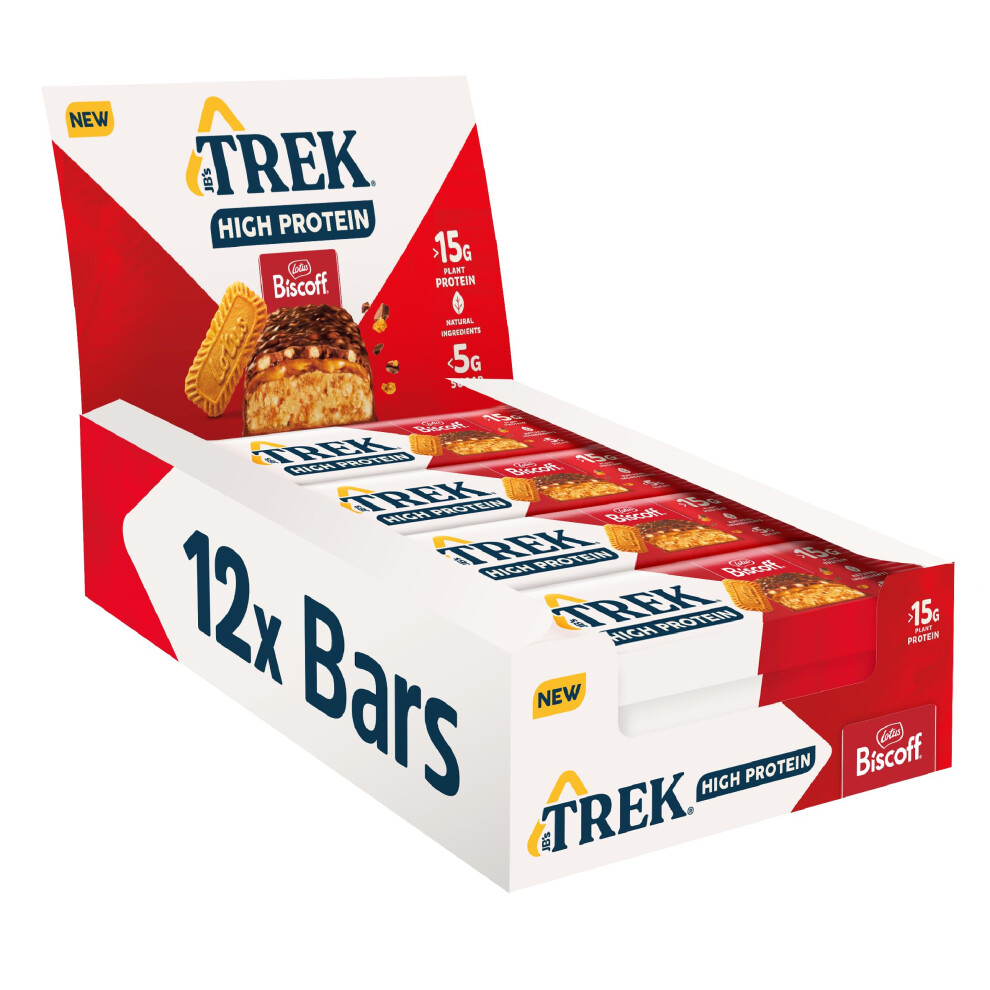 Jb's Trek High Protein Biscoff Bar - Plant-Based Protein - High Fibre - 12 X 55G