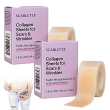 Scarlette Collagen Tape, 1.5m Silicone Scar Tape for Wrinkles & Scars, Professional Grade Silicone Scar Tape with Hyaluronic Acid for Face Body 2 pc