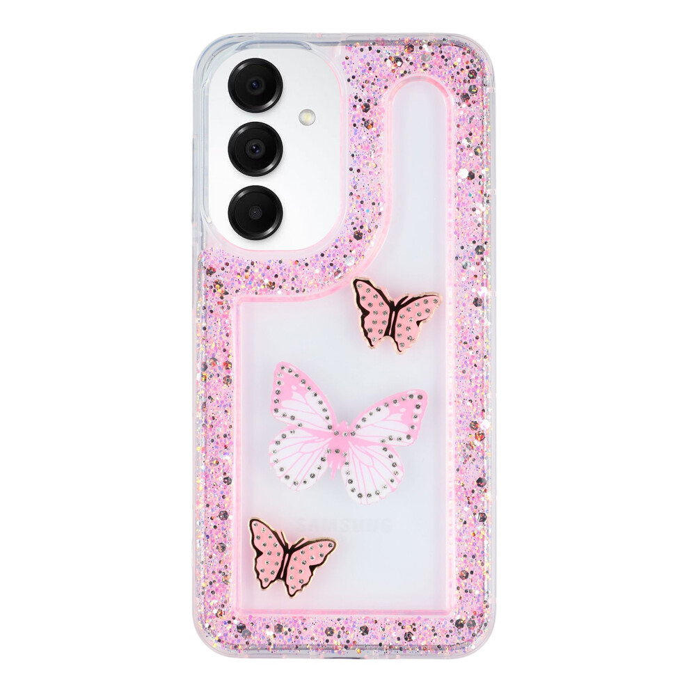 (Pink) For Samsung Galaxy A54 5G Case Diy Butterfly Glitter Epoxy Soft Tpu Phone Back Cover Pink 6914294130418