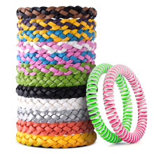 Mosquito Repellent Bracelet 14 Pack,100% Natural Insect Mosquito Bands Adjustable Leather Deet-Free Insect Repellent Bracelets for Adults & Kids Hiki