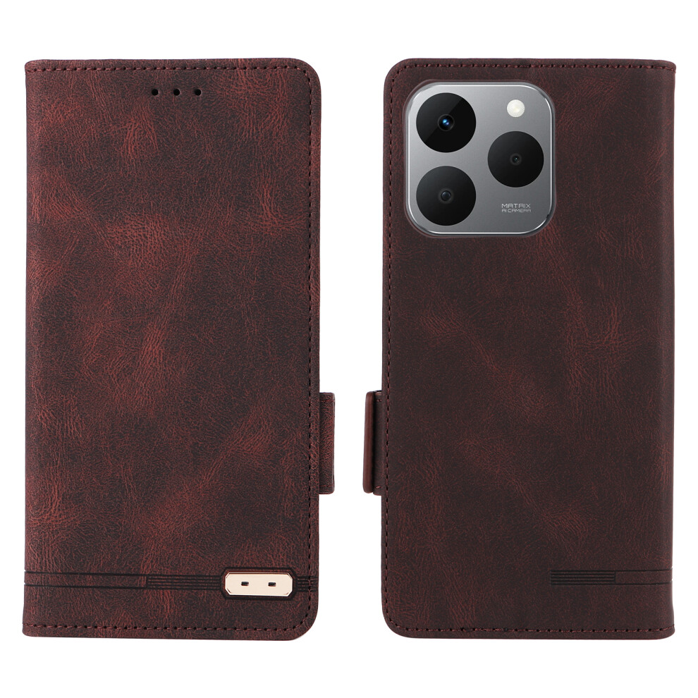 (Coffee) For Realme 15T 5G Case Leather Wallet Flip Phone Cover With Hardware Decor Brown 6914292204807