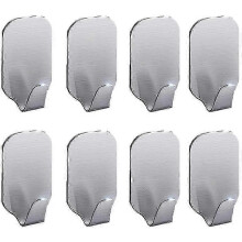 Crochets muraux adhésifs en acier inoxydable - Lot de 8 pour serviettes de cuisine et de salle de bain