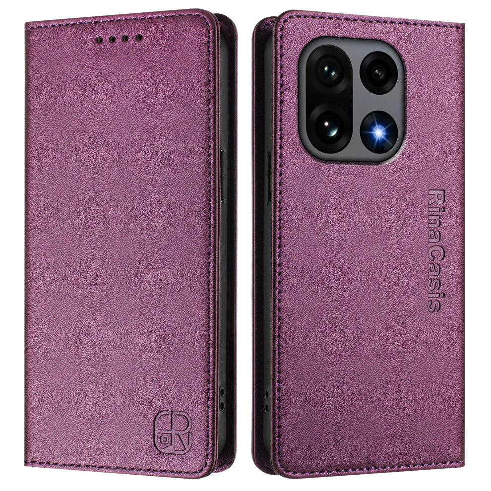 (Violet) For Oneplus 15 5G Leather Case Rinacasis Rc01 Phone Cover With Rfid Blocking Wallet Stand 6914291205317