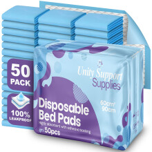 50 x Premium Disposable Incontinence Bed Pads 60cm x 90cm - Full Length Adhesive