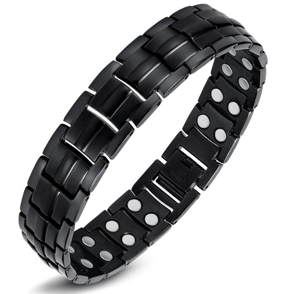 Jeracol Magnetic Bracelets Men,Effective Titanium Steel Magnetic Bracelets For Men With Double Row Strength Magnets,Adjustable Wristband With Links R