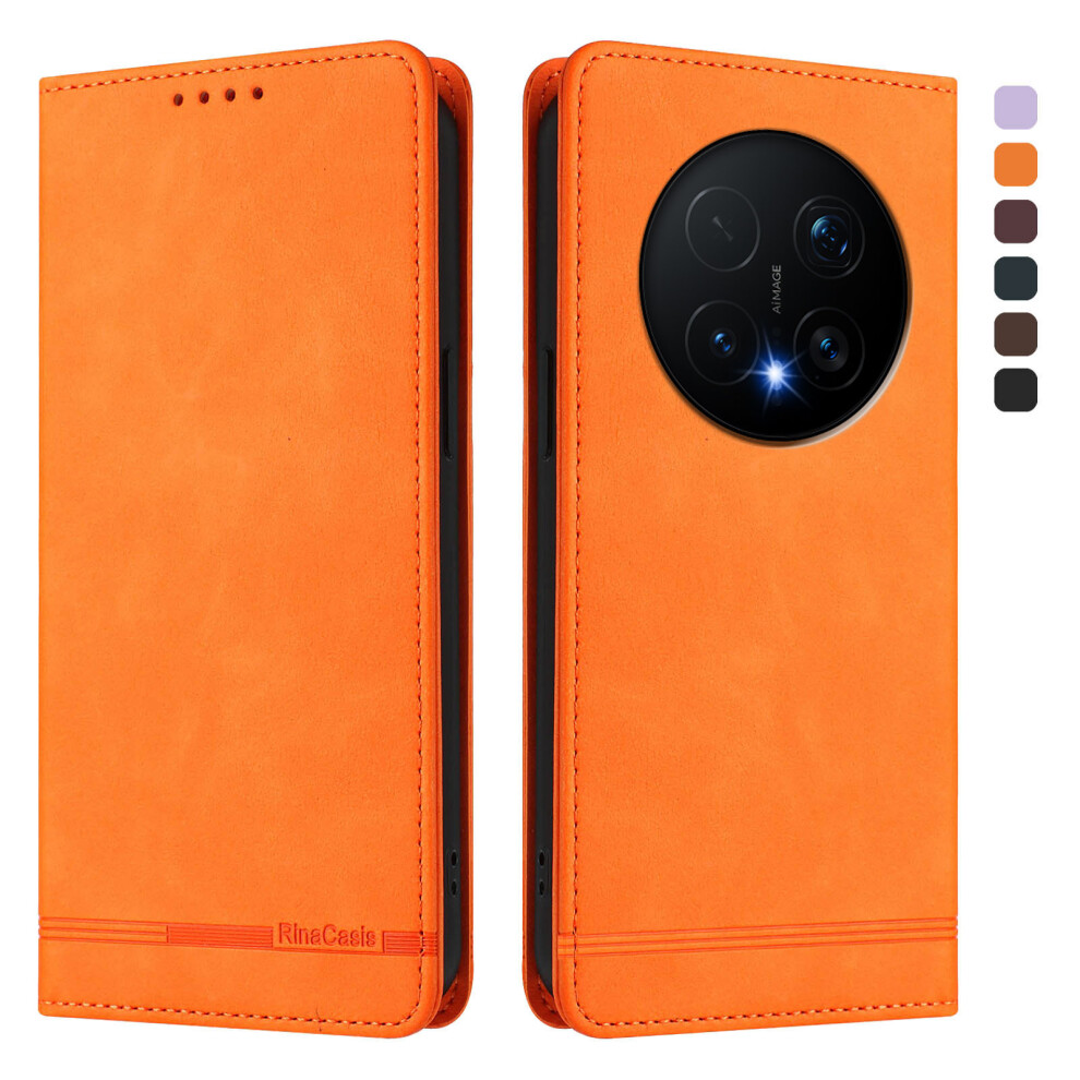 (Orange) For Honor Magic8 Pro 5G Case Rinacasis Rc23 Rfid Blocking Wallet Stand Pu Leather Phone Cover Orange 6914293953421