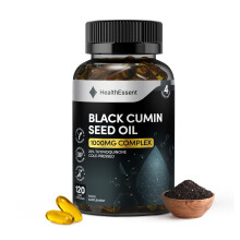 Black Seed Oil Capsule 1000mg, Cold Pressed 20mg Thymoquinone, High Strength Black Cumin Seed Oil for Blood Sugar and Cholesterol - Natural Anti-Infl