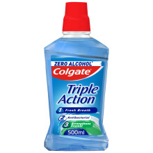Colgate Triple Action Mouthwash 500ml, Helps to Fight Bad Breath, Effectively Reduces Bacteria, Fluoride Mouthwash, Strengthens Enamel, Fresher Smile