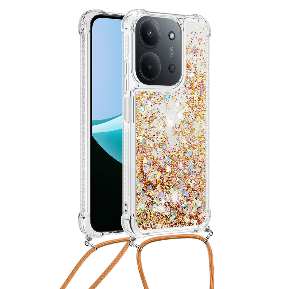 ( / Hearts) For Xiaomi Redmi 15C 5G (Eu) (173Mm) / Xiaomi Redmi 15C 4G (Eu) (173Mm) Tpu Case Quicksand Phone Cover With Lanyard Gold 6914291004019