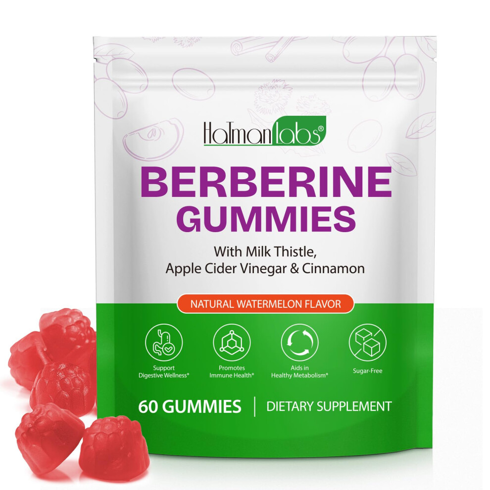 Vosifsdiy Berberine Gummies With Ceylon Cinnmon, Berberine Supplement For Digestive Health, Immune System, Aid Overall Health & Vitality, 60P