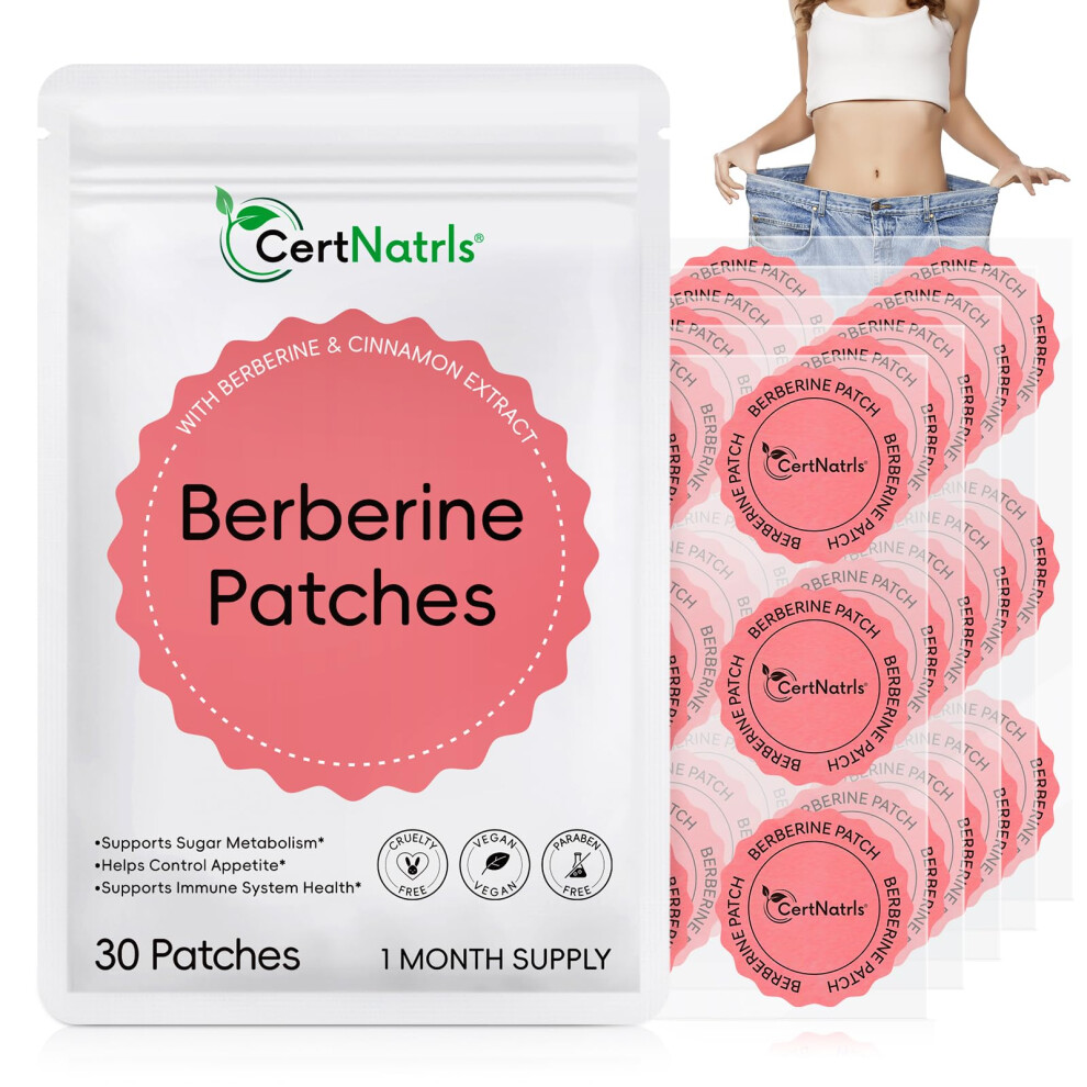 Zimuwei Berberine Patches, Berberine Support Patches With Berberines & Cinnamon Extract, Vegan, Helps Support Metabolism & Energy Levels, 30Pcs (1 Pack)