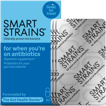 SMART STRAINS Probiotics for Antibiotics & Traveller's Tummy – Proven Live Bacteria, Formulated by The Gut Health Doctor, 10 Billion LGG World’s M