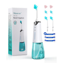 Sinus Cleaner Machine, Cordless Nasal Rinse Machine for Sinus Relief & Nasal Care, Electric Neti Pot with 6 Tips and 40 Salt Packs Nasal Irrigation S