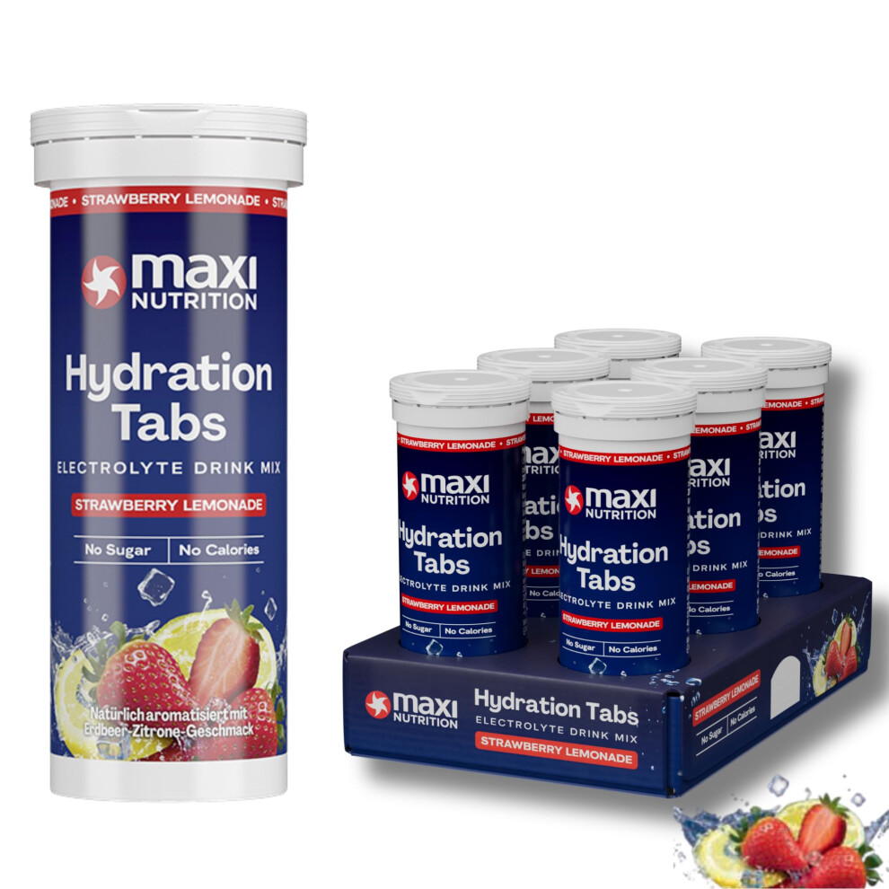 Maxinutrition Hydration Tabs, Strawberry Lemonade, Zero Sugar| Effervescent Electrolyte Tablets| For Improved Hydration And Recovery | Suitable For V