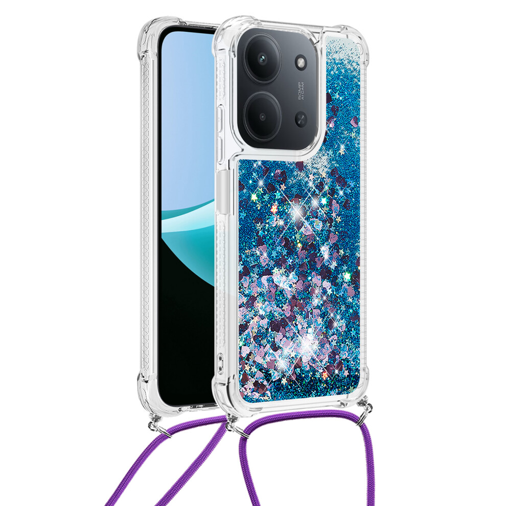 ( / Hearts) For Xiaomi Redmi 15C 5G (Eu) (173Mm) / Xiaomi Redmi 15C 4G (Eu) (173Mm) Tpu Case Quicksand Phone Cover With Lanyard Blue 6914299793397