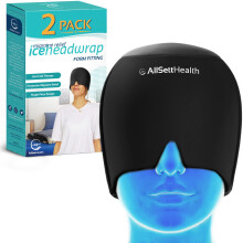 2 Pack Form Fitting Migraine Relief Ice Head Wrap | Headache and Migraine Hat | Hot and Cold Therapy for Puffy Eyes, Tension, Sinus and Stress Relief