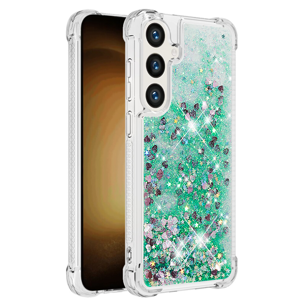 ( / Hearts) For Samsung Galaxy S26 Tpu Case Glitter Quicksand Shockproof Phone Back Cover Green 6914295553858