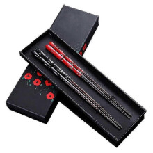 Palillos reutilizables de madera natural (21 cm, 2 pares) con estuche - Estilo clásico