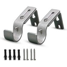 Heavy Duty, Rust-Proof Silver Metal Curtain Rod Bracket Set with Screws (2pcs)