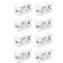 8 Pack Dual-Slot Silicone Cord Cable Clips with Strong Adhesive Cable Organizer Press-to-Lock Wire Managemen White