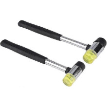 Double-ended Rubber Hammer with Plastic Handle for DIY Leather Craft - 25mm+30mm, Black (2pcs)