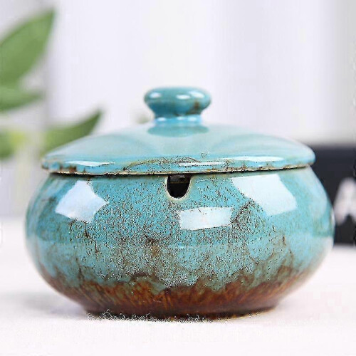 Ceramic Windproof Ashtray with Lid for Cigarettes