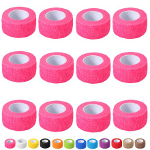 12 Pack Self Adhesive Bandage Wrap, 2.5cm x 4.5m Non-Woven Self Adherent Cohesive Bandage, Vet Wrap Wound Tape for Thumb Finger Wrist Knee Ankle, Pin