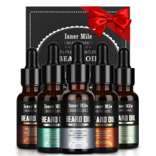 Beard Oil 5 Pack Set: Sandalwood, Cedarwood, Sage, Sweet Orange, Unscented, Mens Gifts for Beard Care, Moisturize, Soften, Strengthen, Christmas Stoc