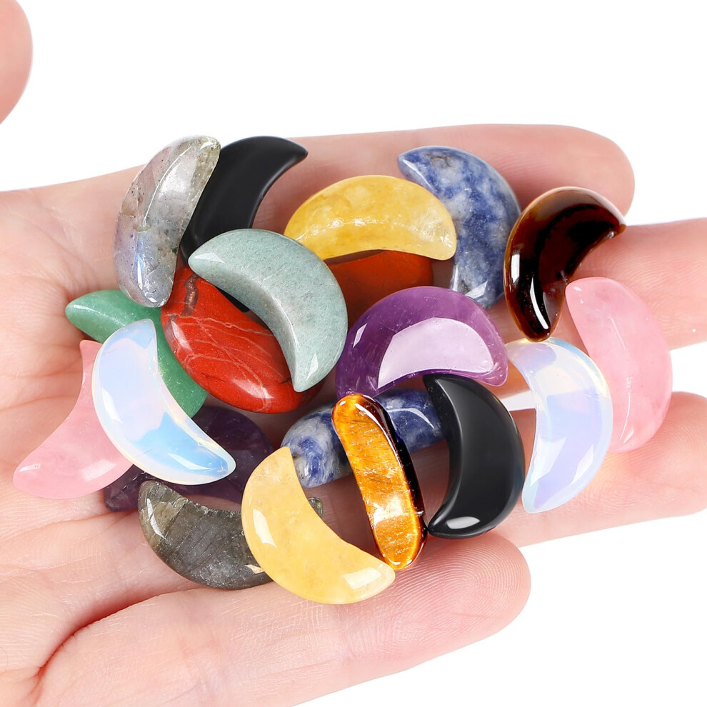 Xiannvxi 10 Pcs Crystals Moon Healing Crystals Gemstones,Crescent Moon Crystal Gifts For Women Crystals Bulk Cute Gifts