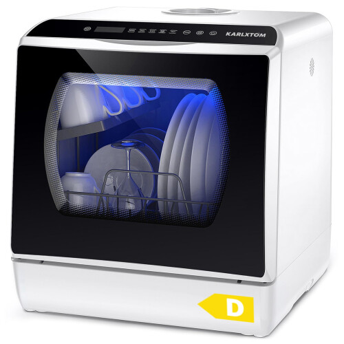 Karlxtom Table Top Dishwasher 6 Programs Mini Dishwasher with Touch Co