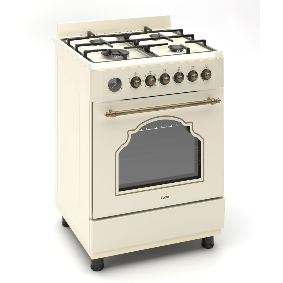 Ferre F6ip40e7-Cr-Retro-W 60Cm Freestanding Dual Fuel Cooker With Wok