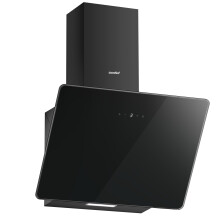 COMFEE' 60cm Angled Cooker Hood ANGJ64B-60 Tempered Glass Extractor Hood with Touch Screen, LED and Recirculating & Ducting System Wall Mounted Extra