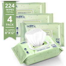 X Large Wet Wipes for Adults - 4 Packs of 56 [224 Count] Disposable Incontinence