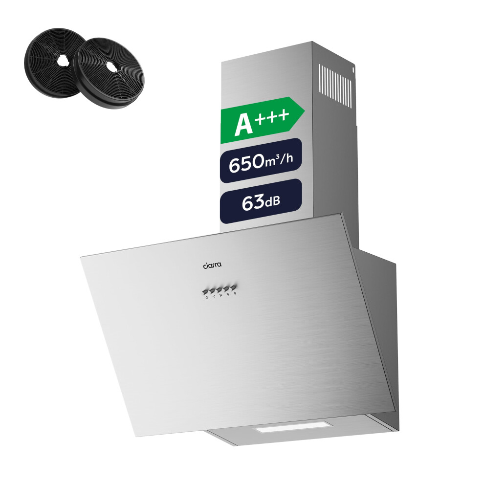 Ciarra Cbcs6762a Angled Cooker Hood 60Cm With Cbcf003 Carbon Filters 6