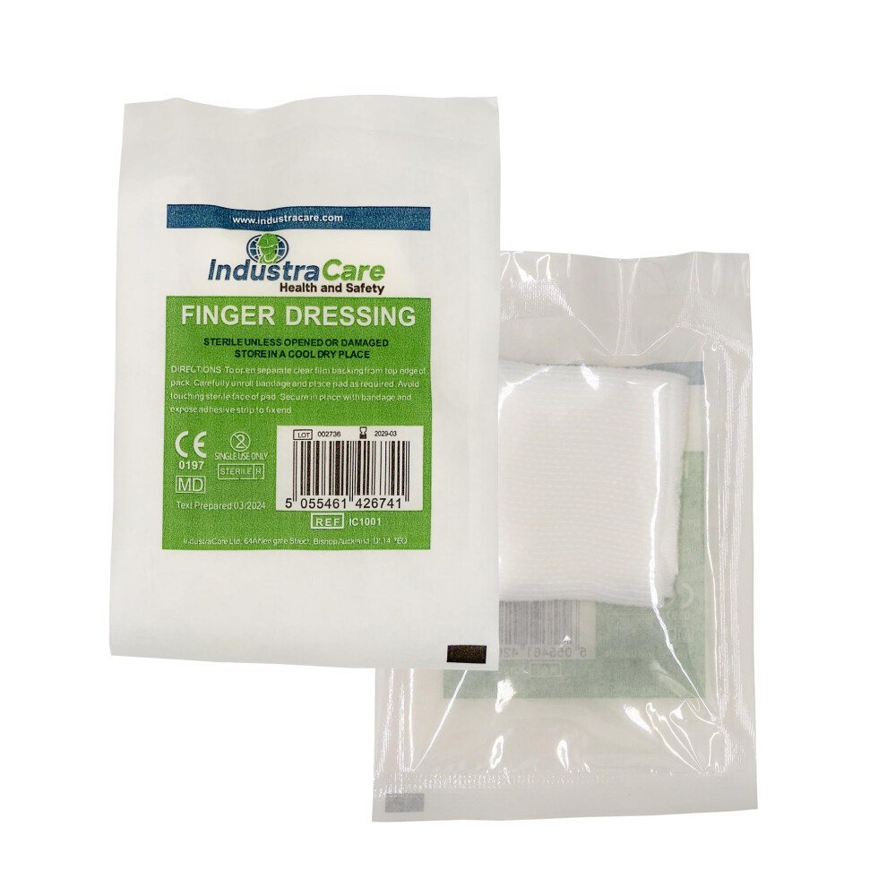 Industracare 10 Pack First Aid Sterile Finger Wound Bandage Dressing 3.5Cm X 3.5Cm